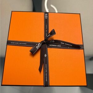 Hermes Orange Box with Brown Ribbon